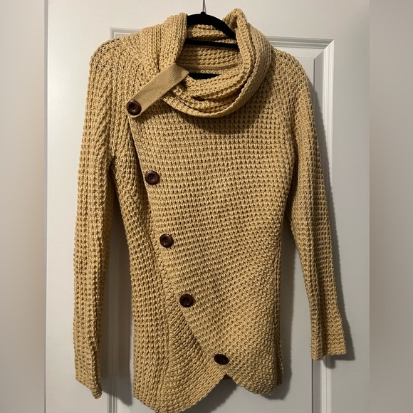 Actloe Women Cowl Neck Long Sleeve Asymmetrical Hem Sweaters Sz S - Picture 4 of 5